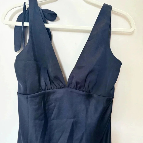 NWT Sachin & Babi Hudson Satin Midi Dress Cocktail in Navy Blue Anthropologie - Picture 7 of 13